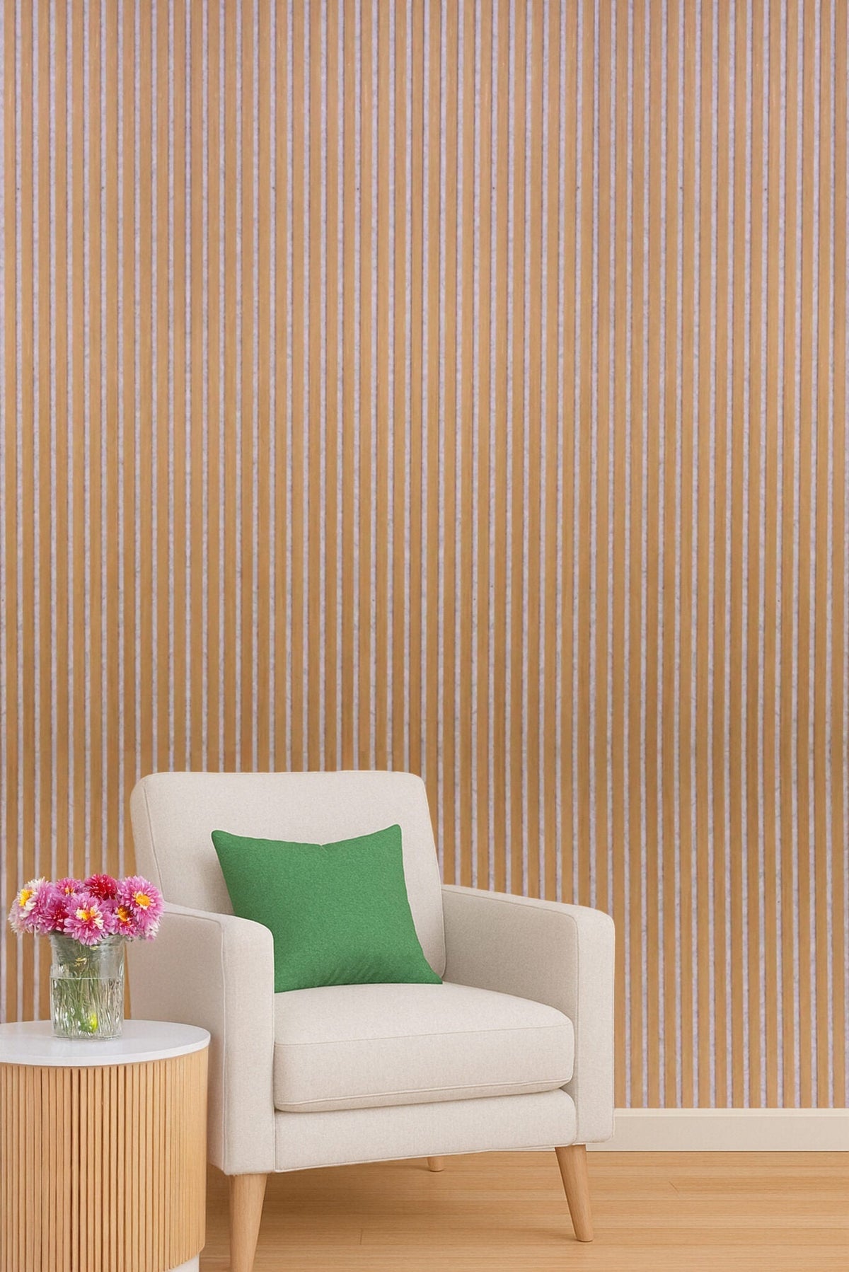 Acoustic Slatted Wall Panel 2400mm x 600mm - Classic Oak (Grey Backing) x 1 panel