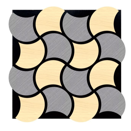 Acoustic Geometric Tessellate Panel – Nordic Grey & Oak Wave - 600mm x 600mm
