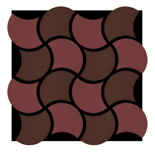 Acoustic Geometric Tessellate Panel – Crimson & Mahogany Wave - 600mm x 600mm