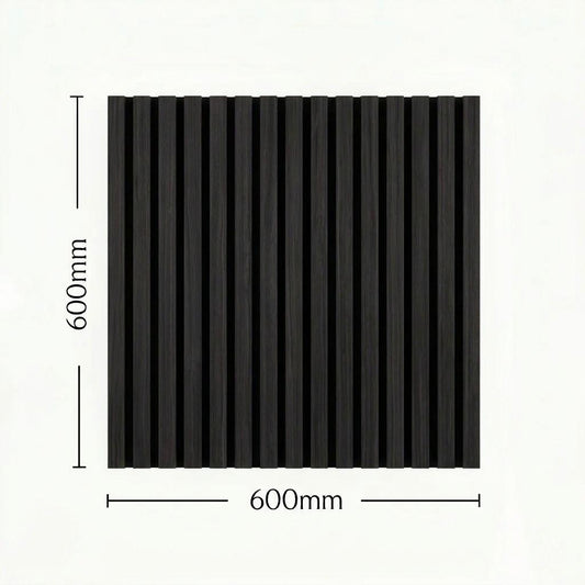 Acoustic Slatted Wall Panel - Black - 600mm x 600mm