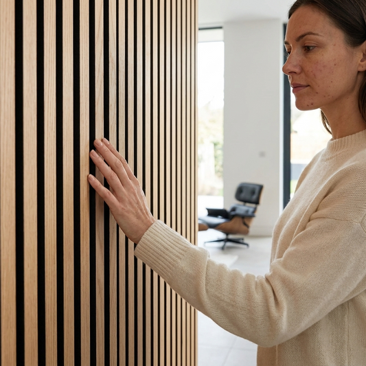 Acoustic Slatted Wall Panel 2400mm x 600mm - Light Oak x 1 panel