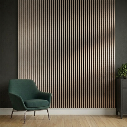 Acoustic Slatted Wall Panel 2400mm x 600mm - Bronze x 1 panel (m-brown)