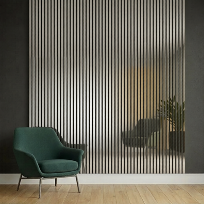 Acoustic Slatted Wall Panel 2400mm x 600mm - Dark Metallic Grey x 1 panel