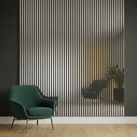Acoustic Slatted Wall Panel 2400mm x 600mm - Dark Metallic Grey x 1 panel