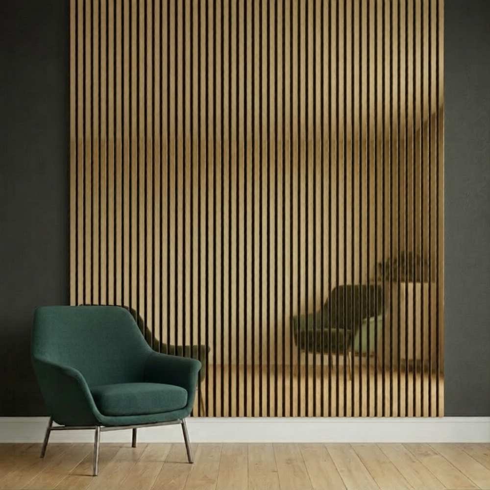 Acoustic Slatted Wall Panel 2400mm x 600mm - Mirror Gold x 1 panel