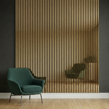 Acoustic Slatted Wall Panel 2400mm x 600mm - Mirror Gold x 1 panel