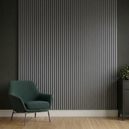 Acoustic Slatted Wall Panel 2400mm x 600mm - Light Grey x 1 panel