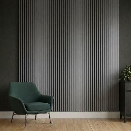 Acoustic Slatted Wall Panel 2400mm x 600mm - Light Grey x 1 panel