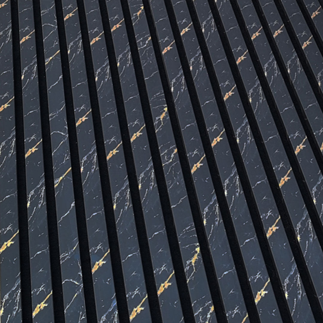 Acoustic Slatted Wall Panel 2400mm x 600mm - Black Marble x 1 Panel