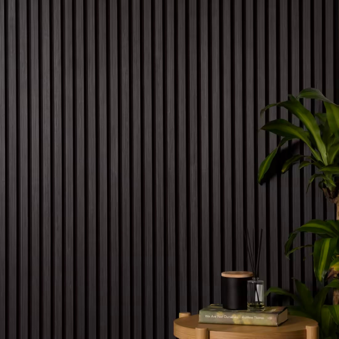 Acoustic Slatted Wall Panel 2400mm x 600mm - Black x 1 panel
