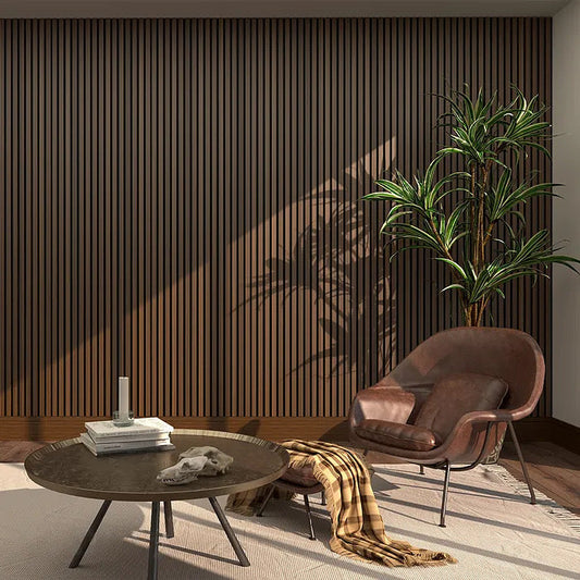3.6m x 60cm | Acoustic Slat Wall Panels | Walnut | Premium Wood Veneer