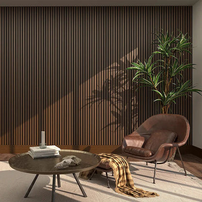 3m x 60cm | Acoustic Slat Wall Panels | Walnut | Premium Wood Veneer