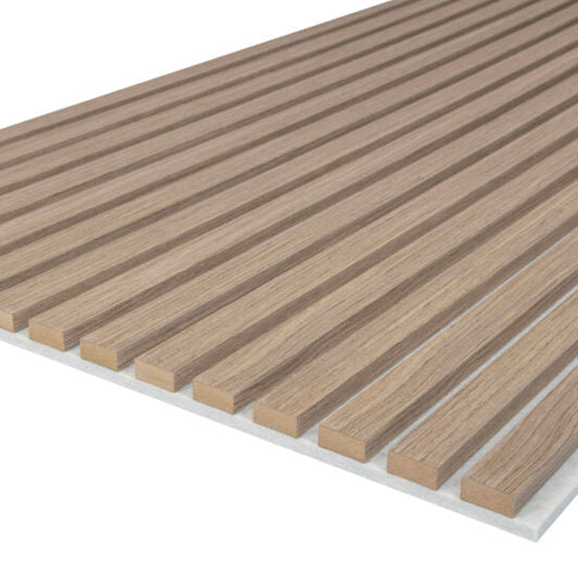 Acoustic Slatted Wall Panel 2400mm x 600mm - Walnut (Grey Backing) x 1 panel