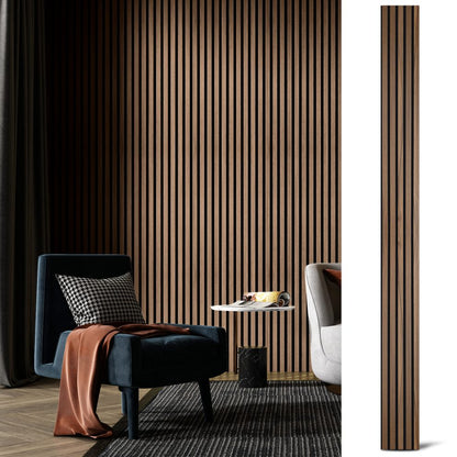 Acoustic Slat Wall Panels | Premium MDF | 244cm x 60cm | Light Walnut