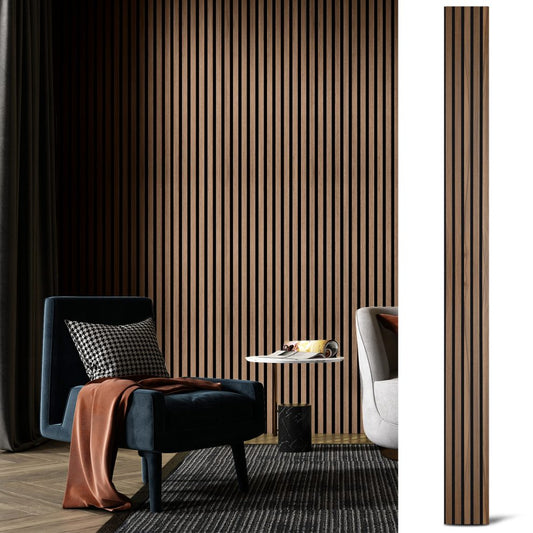 Acoustic Slat Wall Panels | Premium MDF | 244cm x 60cm | Light Walnut