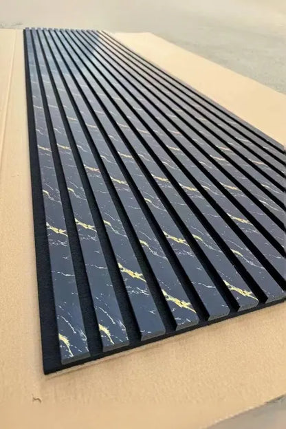 Acoustic Slatted Wall Panel 2400mm x 600mm - Black Marble x 1 Panel