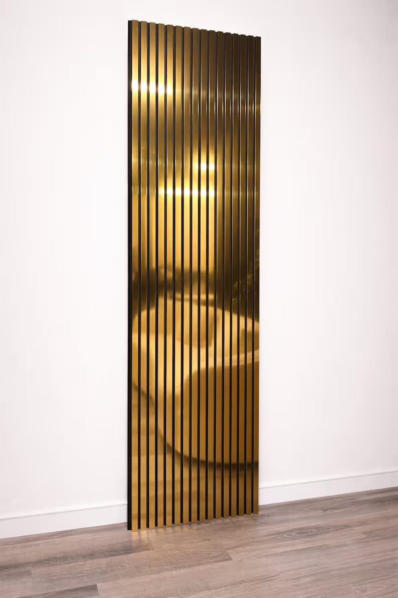 Acoustic Slatted Wall Panel 2400mm x 600mm - Mirror Gold x 1 panel