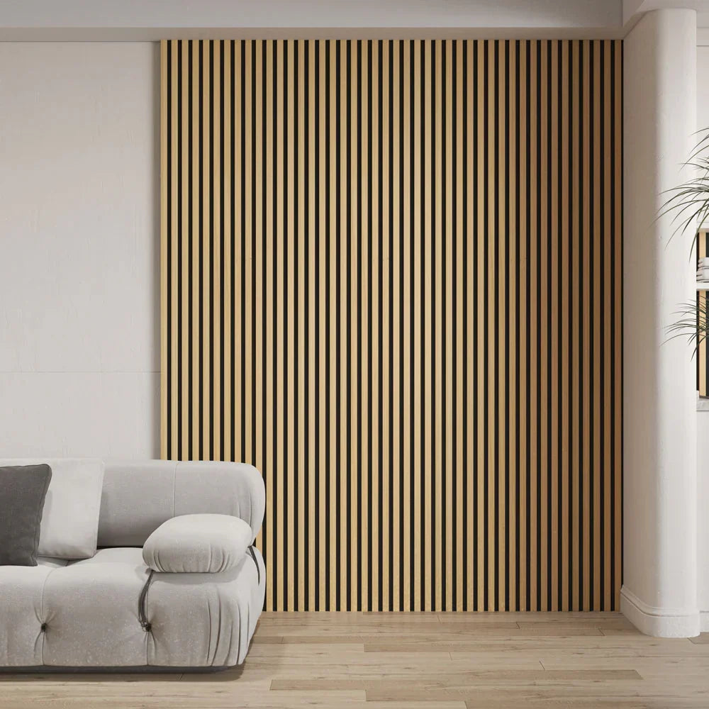 Acoustic Slat Wall Panels | Premium MDF | 244cm x 60cm | Light Oak