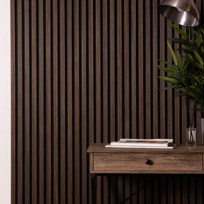 Acoustic Slatted Wall Panel 2400mm x 600mm - Smoked Oak x 1 panel