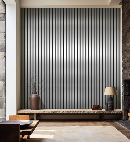 Acoustic Slatted Wall Panel 2400mm x 600mm - Dark Metallic Grey x 1 panel