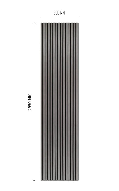 3m x 60cm | Acoustic Slat Wall Panels |  Light Grey | Premium Wood Veneer