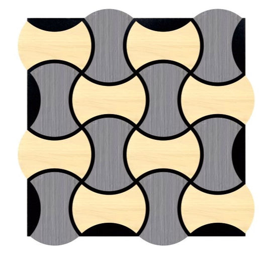Acoustic Geometric Tessellate Panel – Nordic Grey & Oak Mix - 600mm x 600mm