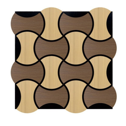 Acoustic Geometric Tessellate Panel – Smoked Walnut & Oak Mix - 600mm x 600mm