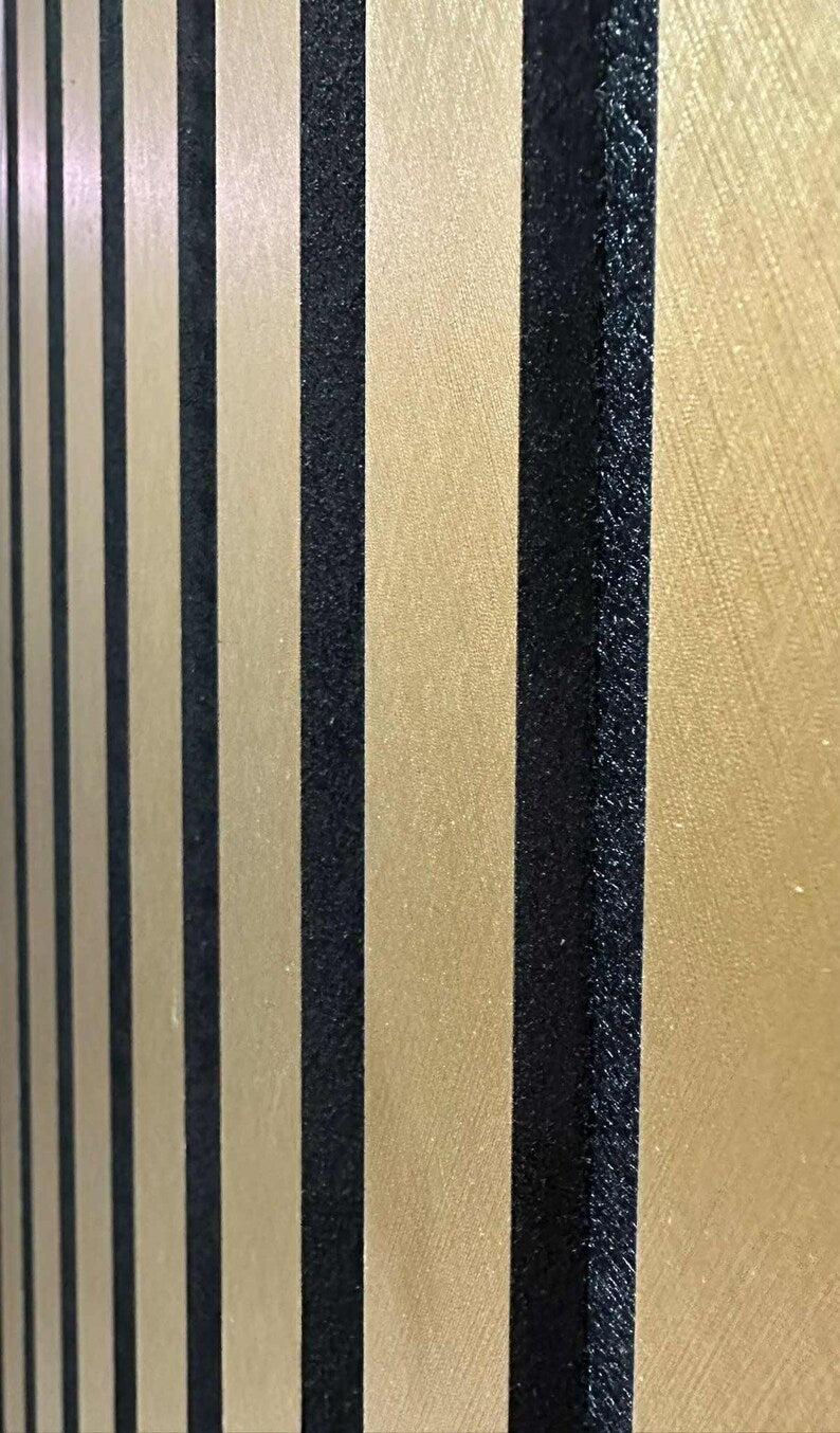 Acoustic Slatted Wall Panel 2400mm x 600mm - Matte Gold x 1 panel