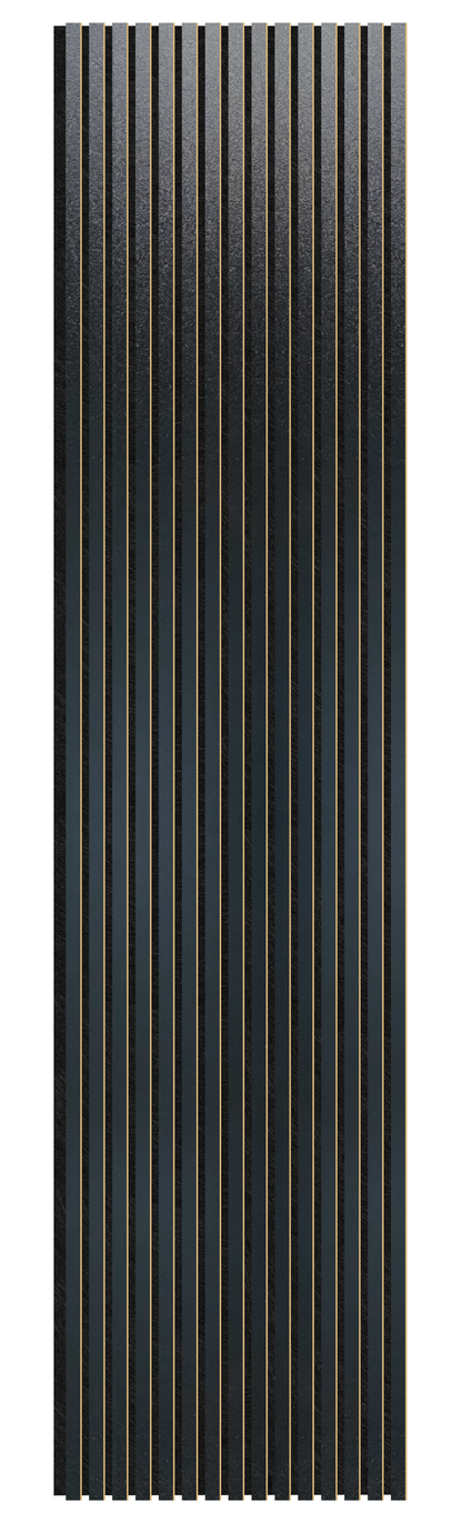 Acoustic Slatted Wall Panel 240 x 60cm - Slimline Profile - Black