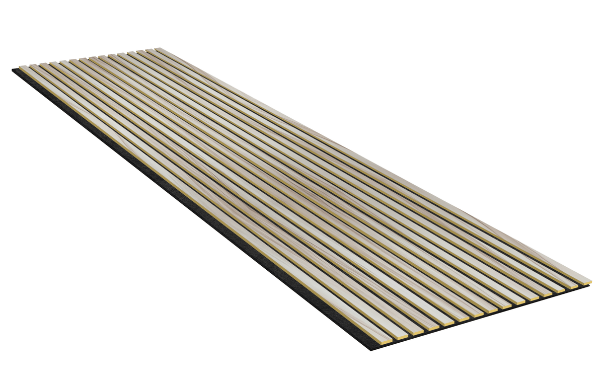 Acoustic Slatted Wall Panel 240 x 60cm - Slimline Profile - Walnut