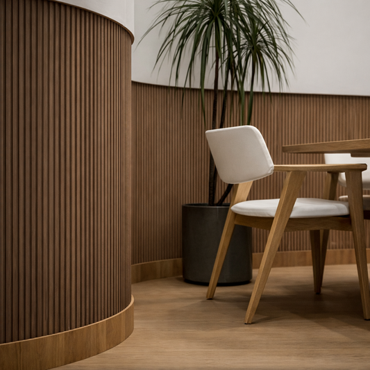 2.4m Flexible Premium Veneer Slat Wall Panels - Walnut