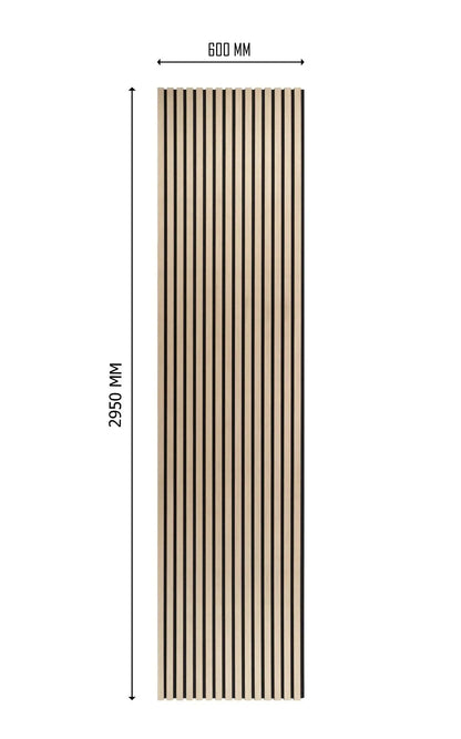 3m x 60cm | Acoustic Slat Wall Panels | Classic/Light Oak | Premium Wood Veneer