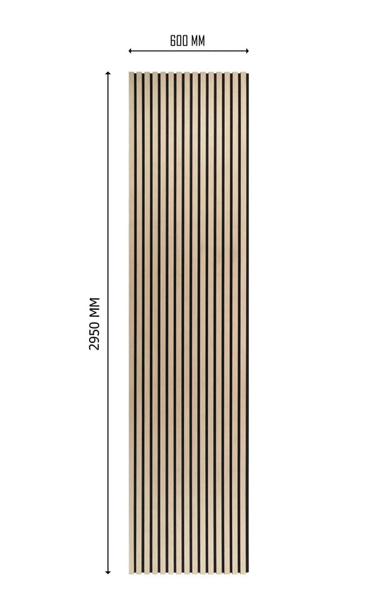 3m x 60cm | Acoustic Slat Wall Panels | Classic/Light Oak | Premium Wood Veneer