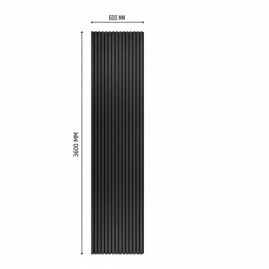 3.6m x 60cm | Acoustic Slat Wall Panels | Dark Grey | Premium Wood Veneer