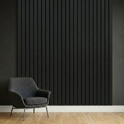 Acoustic Slat Wall Panels | Premium UltraWide Slats | 240cm x 60cm | Dark Grey
