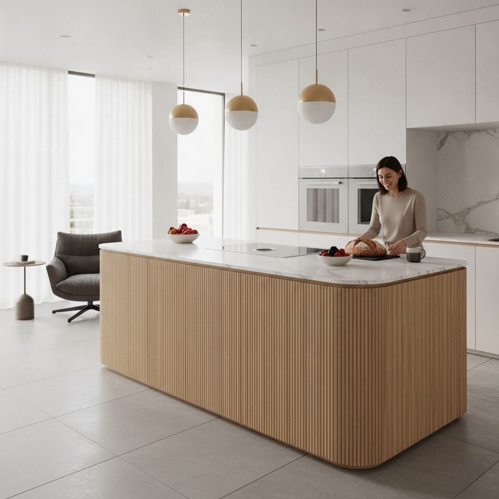 2.4m Flexible Premium Veneer Mini Ridge Wall Panels - Walnut