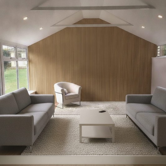 3m x 60cm | Acoustic Slat Wall Panels | Gold | Premium Wood Veneer