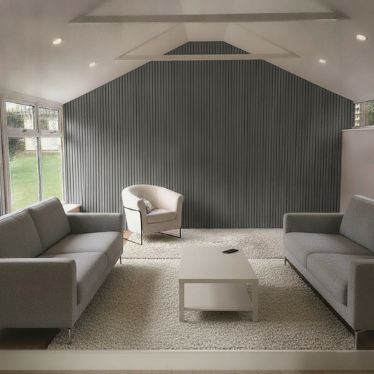 3m x 60cm | Acoustic Slat Wall Panels |  Light Grey | Premium Wood Veneer