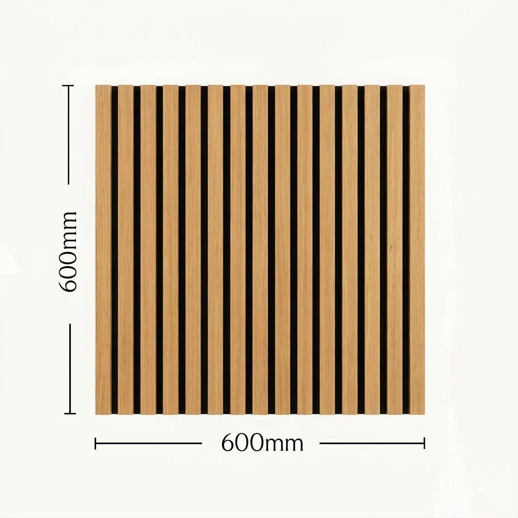 Acoustic Slatted Wall Panel - Light Oak - 600mm x 600mm