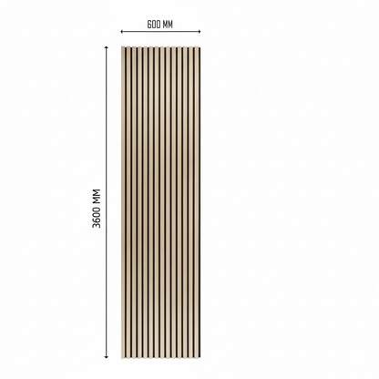 3.6m x 60cm | Acoustic Slat Wall Panels | Classic/Light Oak | Premium Wood Veneer