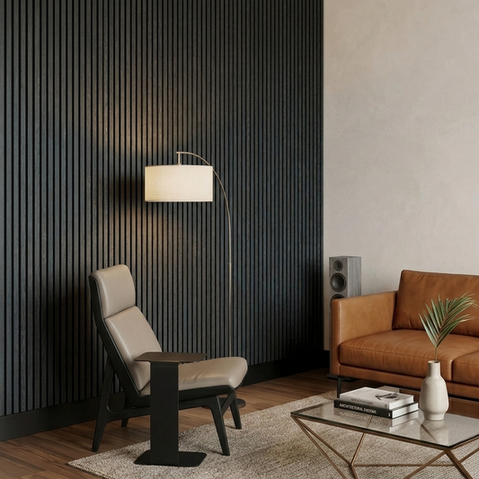 Acoustic Slatted Wall Panel 240 x 60cm - Slimline Profile - Black