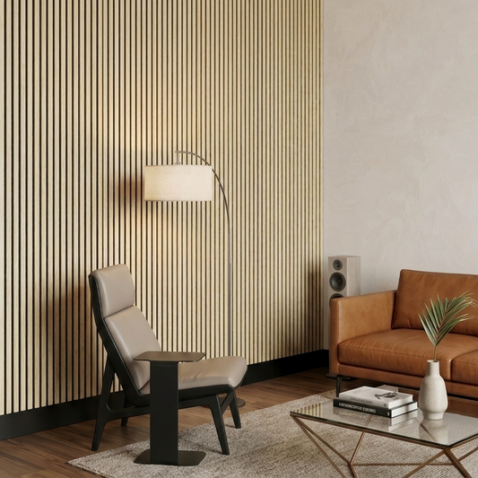 Acoustic Slatted Wall Panel 240 x 60cm - Slimline Profile - Oak