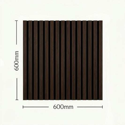 Acoustic Slatted Wall Panel - Smoked Oak - 600mm x 600mm