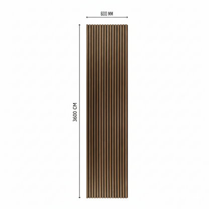 3.6m x 60cm | Acoustic Slat Wall Panels | Walnut | Premium Wood Veneer