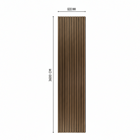 3.6m x 60cm | Acoustic Slat Wall Panels | Walnut | Premium Wood Veneer