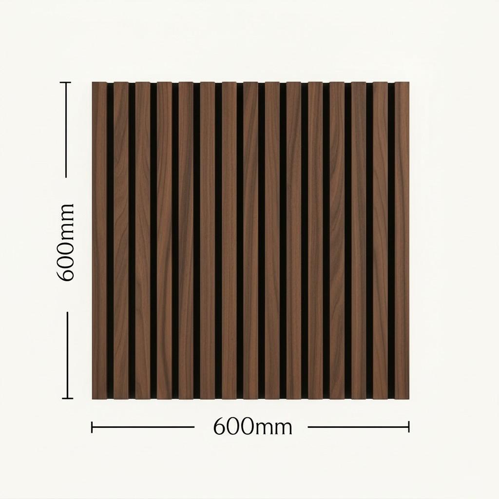 Acoustic Slatted Wall Panel - Walnut - 600mm x 600mm