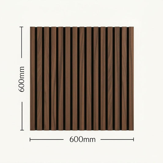 Acoustic Slatted Wall Panel - Walnut - 600mm x 600mm